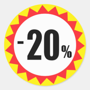 20 percent sale discount stickers red white yellow