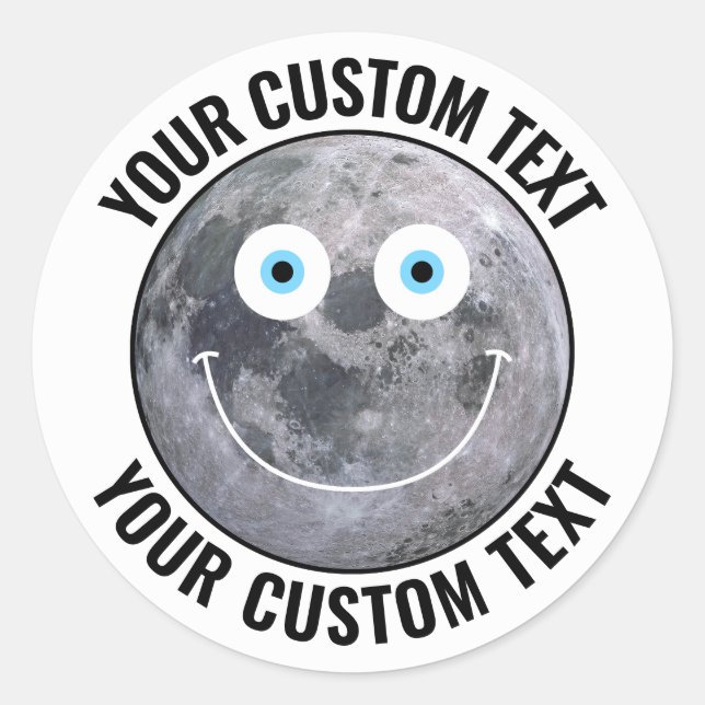 20 Personalised Man in the Moon Custom Happy Face Classic Round Sticker (Front)