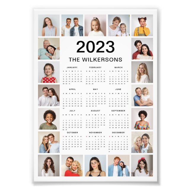20 Photo Collage 2023 Calendar Photo Enlargement (Front)