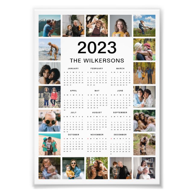 20 Photo Collage 2023 Calendar Photo Enlargement (Front)