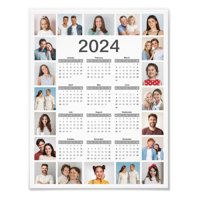 20 Photo Collage 2024 Calendar Photo Enlargement (Front)
