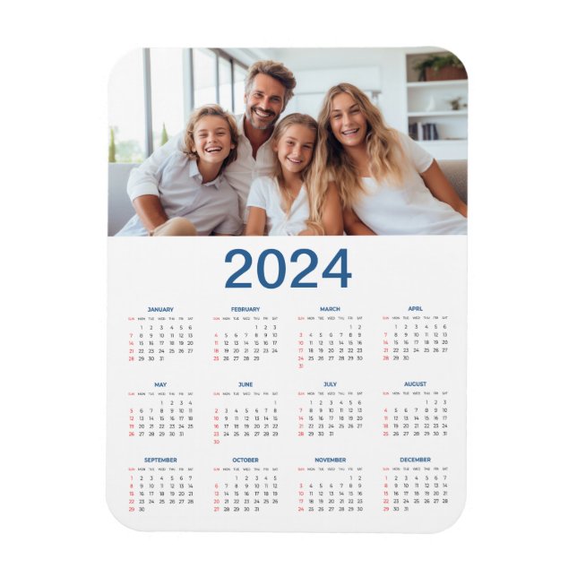 20 Photo Collage 2024 Year At A Glance Calendar Magnet (Vertical)