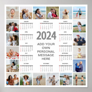 20 Photo Collage 2024 Year At A Glance Calendar Poster