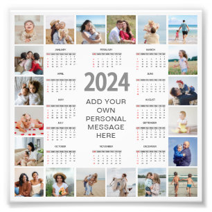 20 Photo Collage 2024 Year At A Glance Calendar Print
