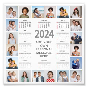 20 Photo Collage 2024 Year At A Glance Calendar Print