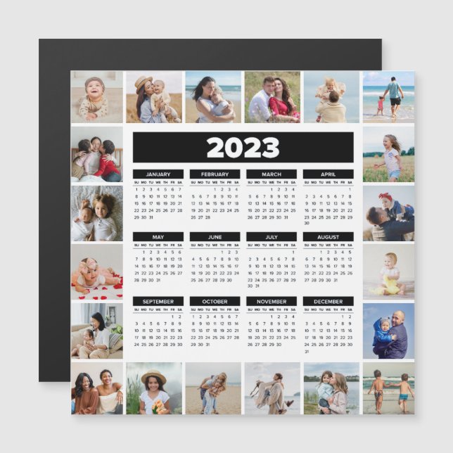 20 Photo Collage Black & White 2023 US Calendar (Front/Back)