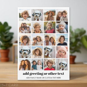 20 Photo Collage - Grid with Text - white Holiday Card
