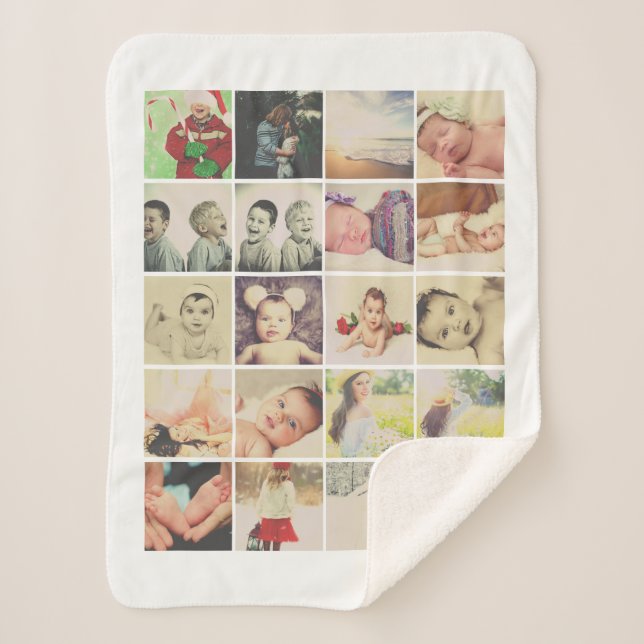 20 Photo Collage Personalised Sherpa Blanket (Front)