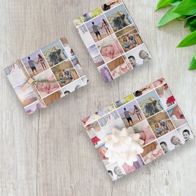 20 Photo Collage Personalised Template Wrapping Paper Sheet (Creator Uploaded)