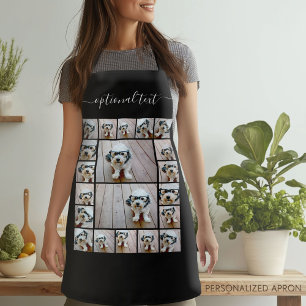 20 Photo Collage Script Name black white Apron