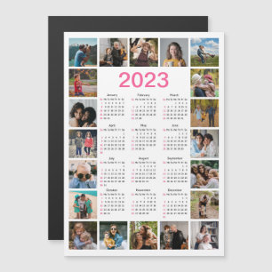 20 Photo Collage US 2023 Calendar Magnetic Card