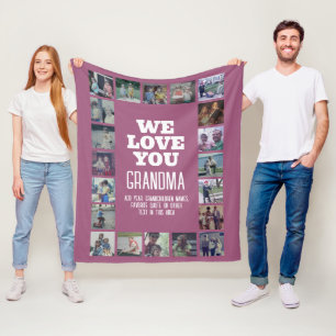 20 Photo Collage - We Love You Grandma Fleece Blanket