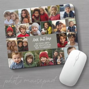 20 Photo Collage with Text in the Center Mouse Mat