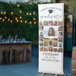 20 Photo - Graduation Modern Minimal White Retractable Banner