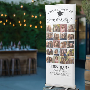 20 Photo - Graduation Modern Minimal White Retractable Banner