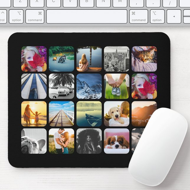 20 Photo Grid Template Collage Rounded Frame Mouse Mat (Creator Uploaded)