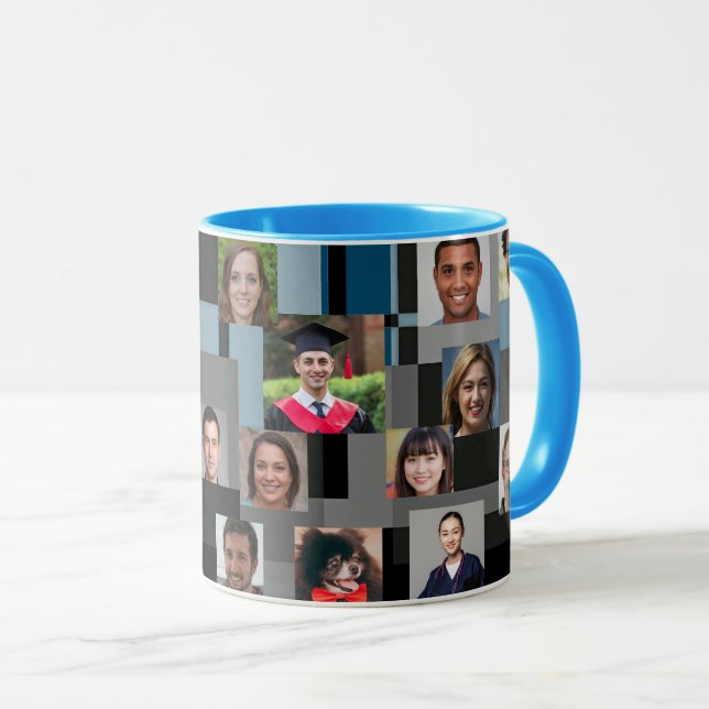    20 Photos Blue Modern Love You Papa Grandfather Mug (Front Right)