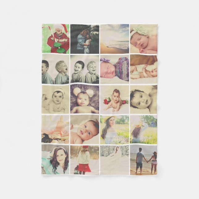 20 photos collage personalised fleece blanket (Front)