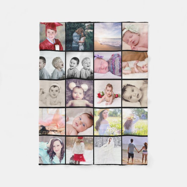 20 photos collage personalised fleece blanket (Front)