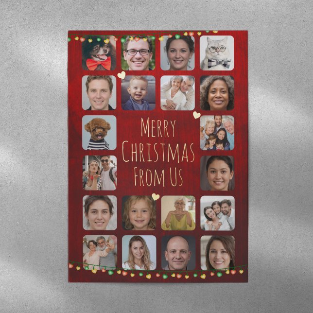    20 Photos to Personalise Merry Christmas Family Foil Holiday Card (Creator Uploaded)