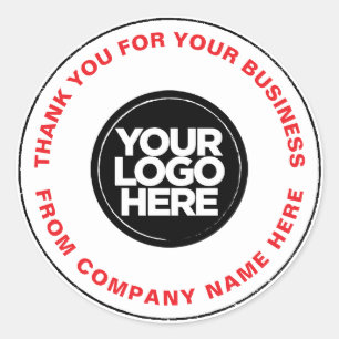 20 Professional Bold Thank you Personalized Logo Classic Round Sticker