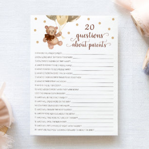 20 Questions About Parents Teddy Bear Card 
