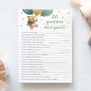 20 Questions About Parents Teddy Bear Card 