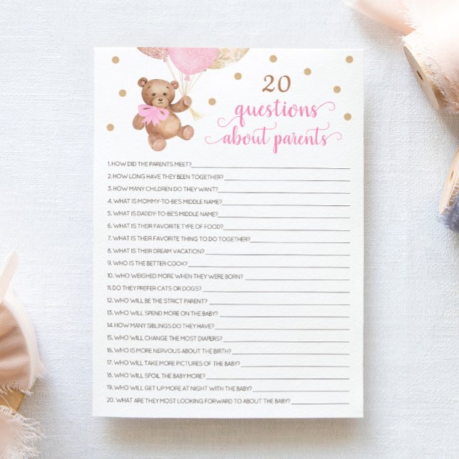 20 Questions About Parents Teddy Bear Card  (Creator Uploaded)