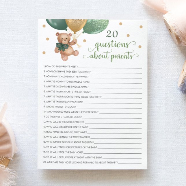 20 Questions About Parents Teddy Bear Card  (Creator Uploaded)