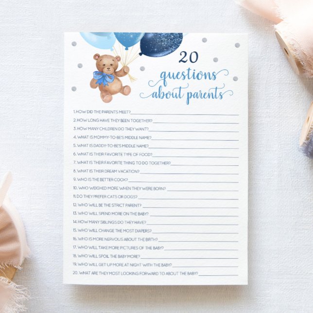 20 Questions About Parents Teddy Bear Card  (Creator Uploaded)