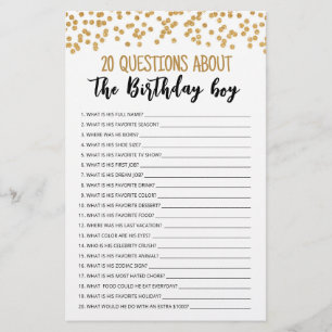 20 Questions About The Birthday Boy Editable Game