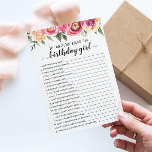 20 Questions about the Birthday Girl Birthday Card