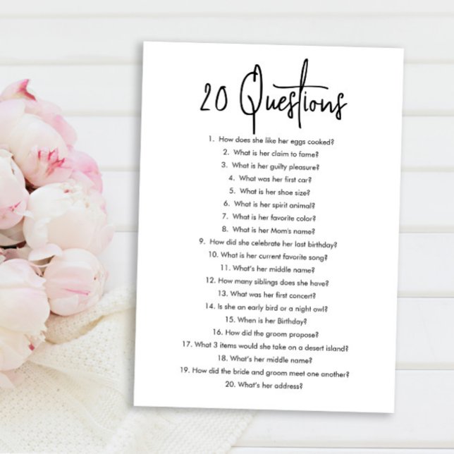 20 Questions about the Bride Bridal Shower Game Invitation (Creator Uploaded)