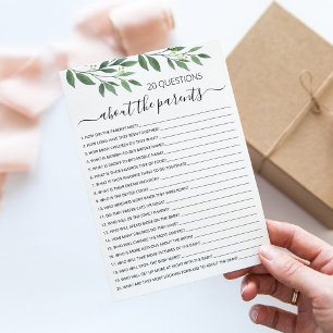 20 Questions about the Parents Baby Shower Card
