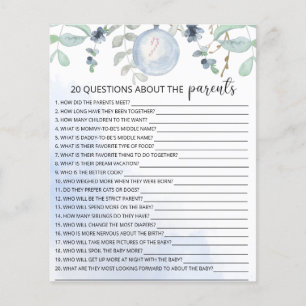 20 Questions about the Parents baby shower game