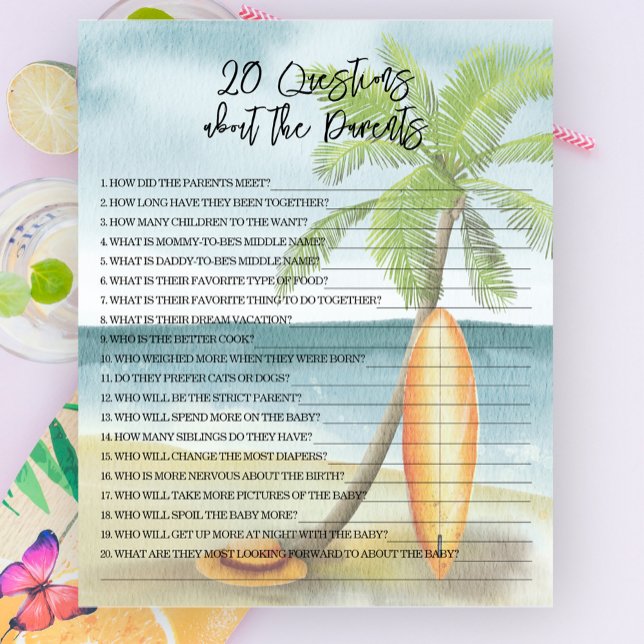 20 Questions about the Parents - baby shower game (Creator Uploaded)