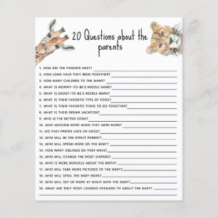 20 Questions about the Parents - wild baby shower