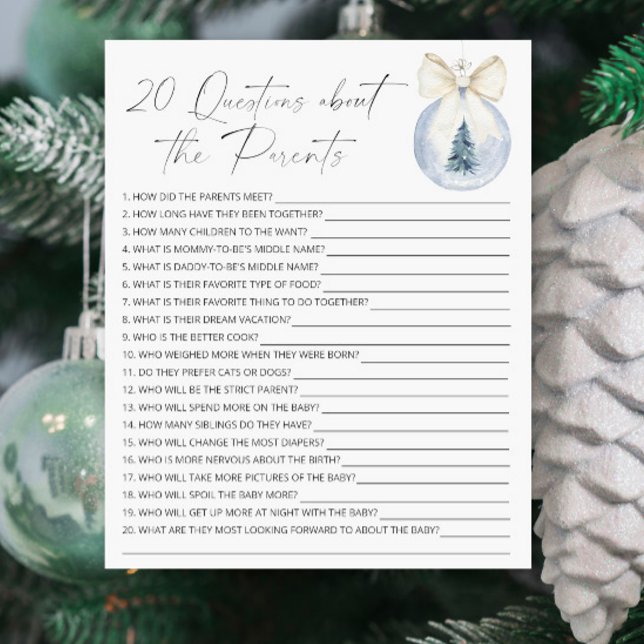 20 questions parents - Winter Baby Shower Game (Creator Uploaded)