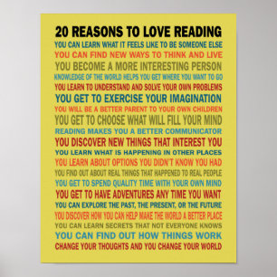 20 Reasons to Love Reading Books Poster