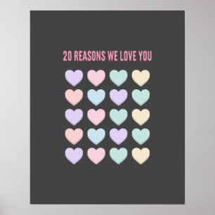 20 reasons we love you - 20th Birthday Gift Poster
