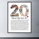 20 Reasons Why I Love You 20th Birthday Collage Poster<br><div class="desc">Celebrate love and create lasting memories with this Reasons Why I Love You Photo Collage. This customisable template allows you to craft a heartfelt and personalised gift that's perfect for various occasions, from wedding anniversaries to birthdays, Valentine's Day, or just because. Reasons Why I Love You - Express your love...</div>