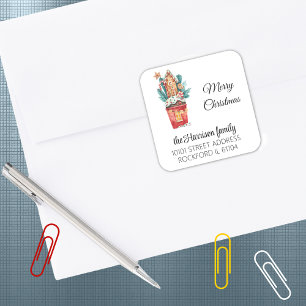 20 Return Address Magic Gingerbread Candy House Square Sticker