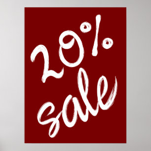 20% Sale Sign, 18x24 Brown Sale Poster