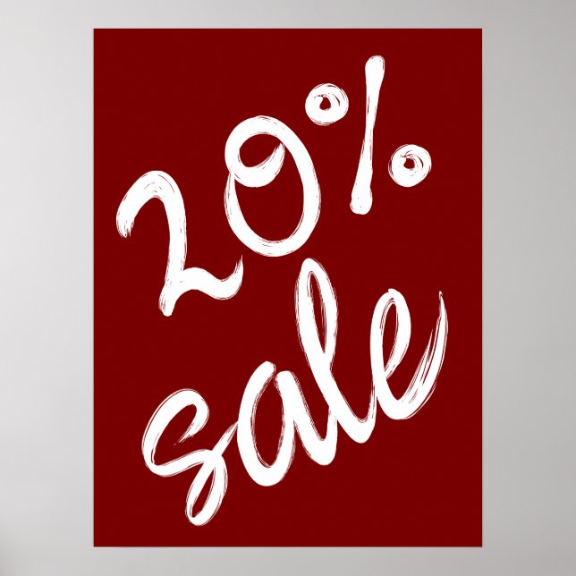 20% Sale Sign, 18x24 Brown Sale Poster (Front)