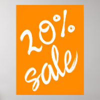 20% Sale Sign, 18x24 Summer Orange Sale