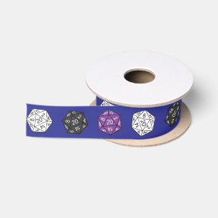 20 Sided Dice DND Games Birthday Party Satin Ribbon