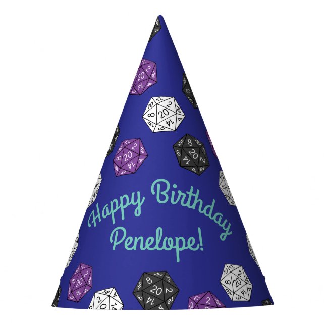 20 Sided Dice DND Games Kids Birthday Party Party Hat (Front)