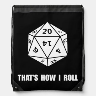 20 Sided Dice Roll Drawstring Bag