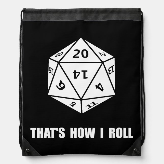 20 Sided Dice Roll Drawstring Bag (Front)