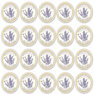20 Small Jar Oval Lavender Honey Label with Bee